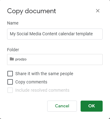 Save Template to your google drive step2